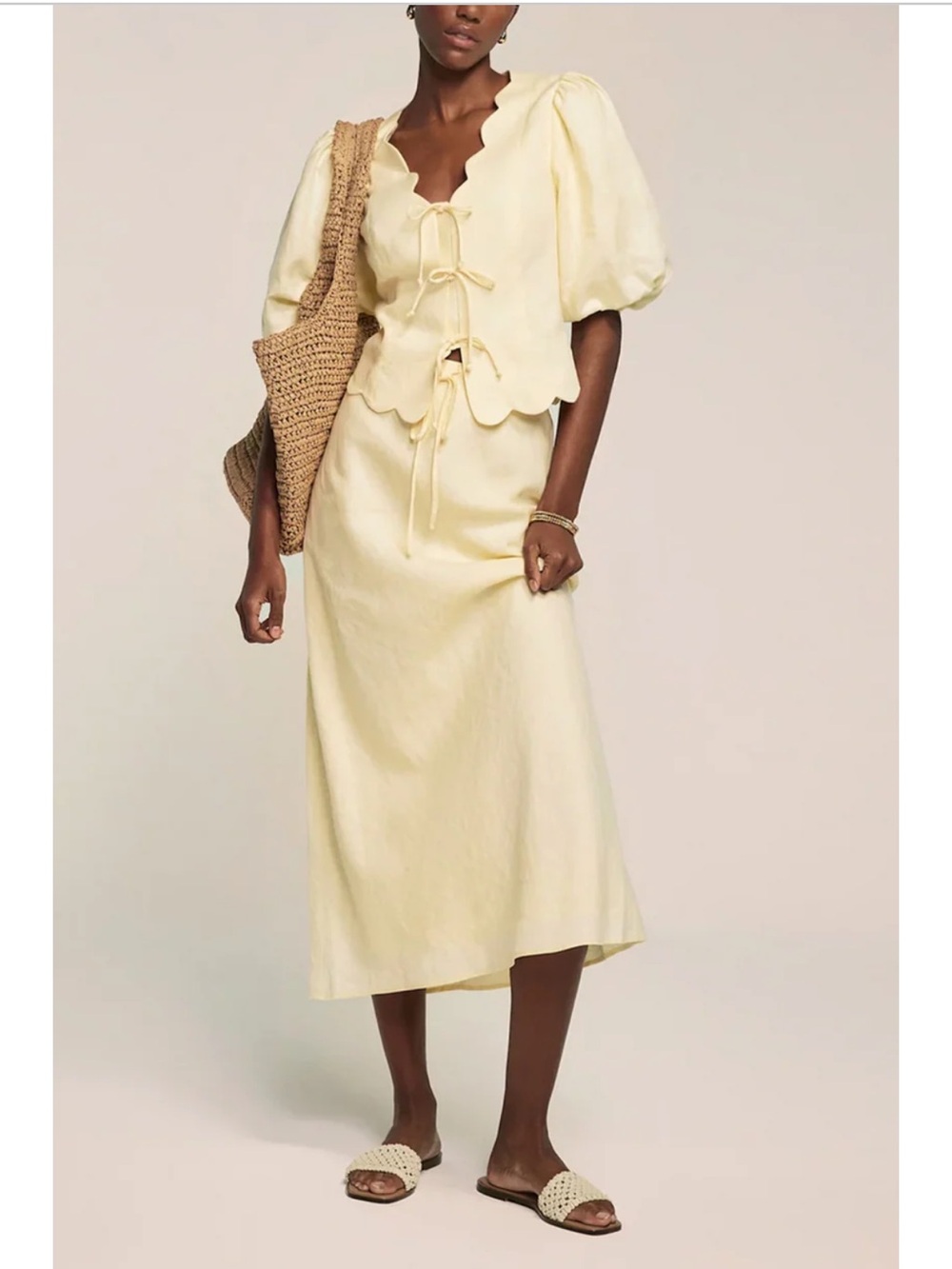 Mint Velvet Yellow Linen Skirt